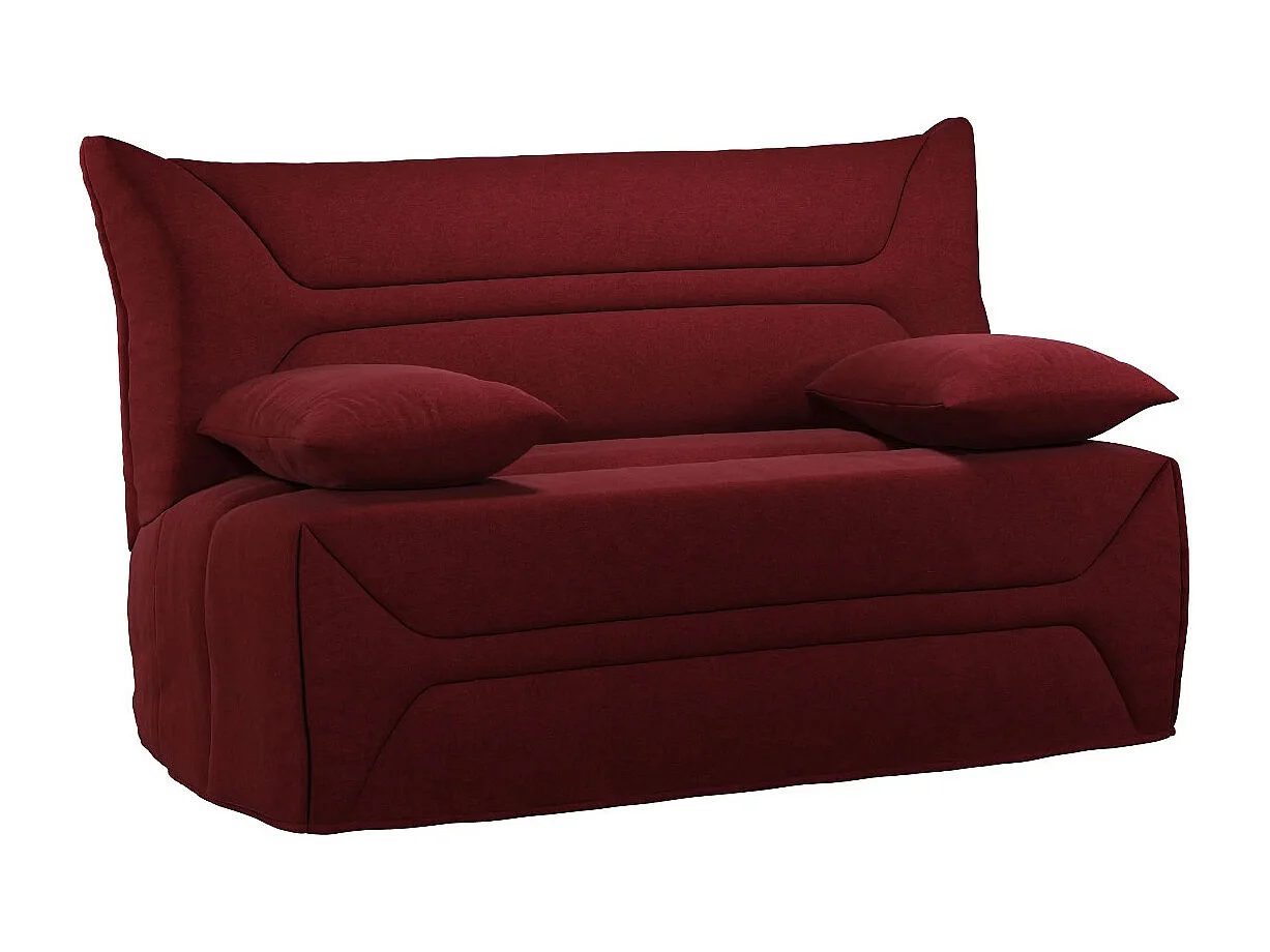 Canapé BZ Tissu matelas 12cm 140x190 Zilo-Couleur Bordeaux-Coffre de rangement Avec rangement
