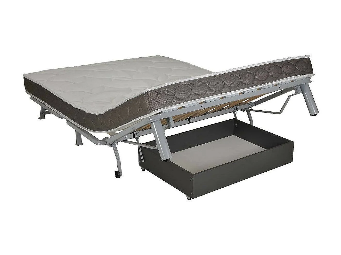 Banquette BZ tissu matelas Starconfort 15cm Pardo-Couleur Gris foncé-140x200