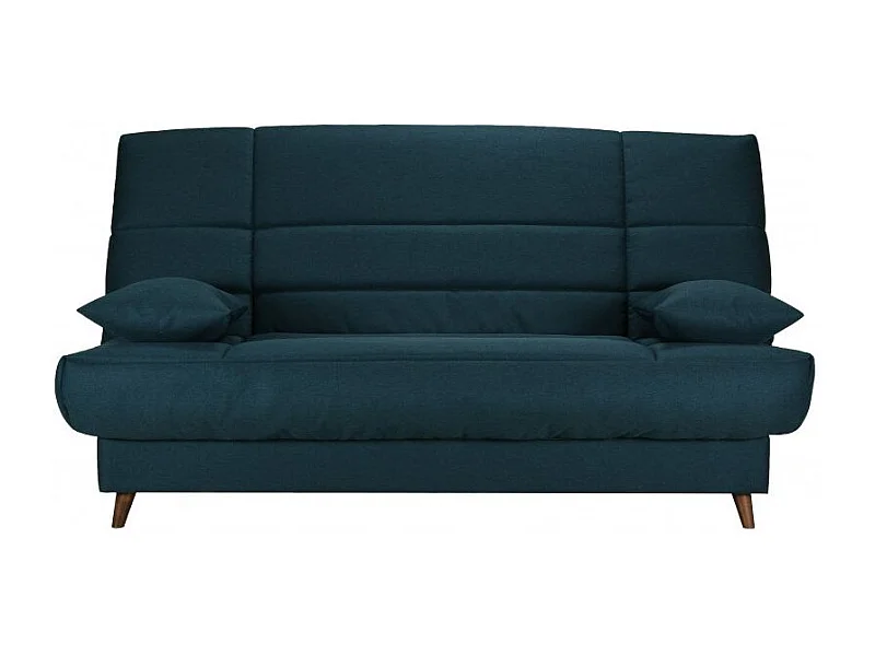 Banquette Clic-clac tissu 130x190 matelas Bultex 14cm avec rangement Boky-Couleur Marron Foncé