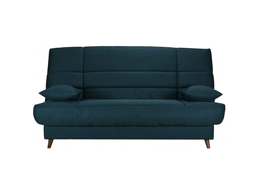 Banquette Clic-clac tissu 130x190 matelas Bultex 14cm avec rangement Boky-Couleur Marron Foncé