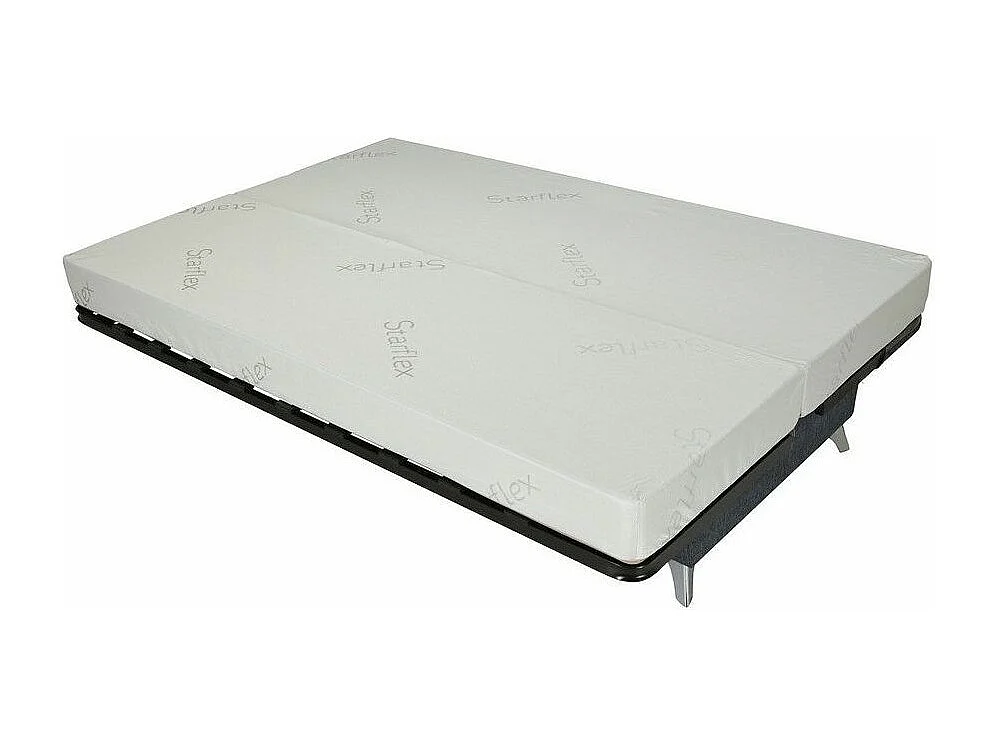 Banquette Clic-clac tissu 130x190 matelas Starflex 13cm avec rangement Malax-Couleur Bleu cyan