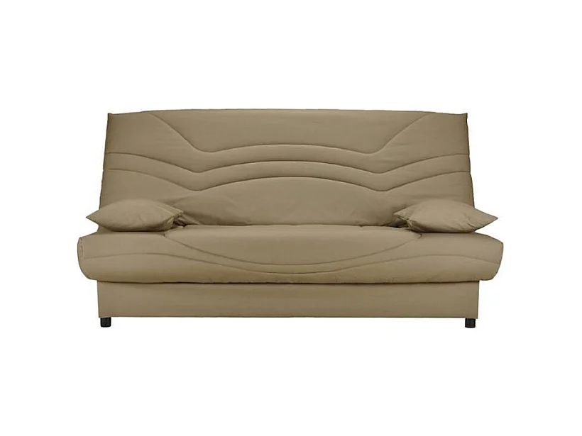 Banquette Clic Clac tissu matelas Starbed 13cm avec coffre de rangement Kistar 130x190-Couleur Gris clair chiné