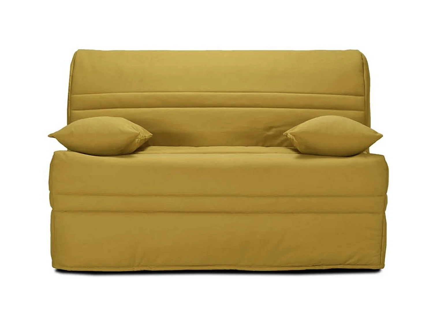 Banquette BZ tissu matelas Bultex 15cm Barnes 140x200-Couleur Jaune-Coffre de rangement Avec rangement