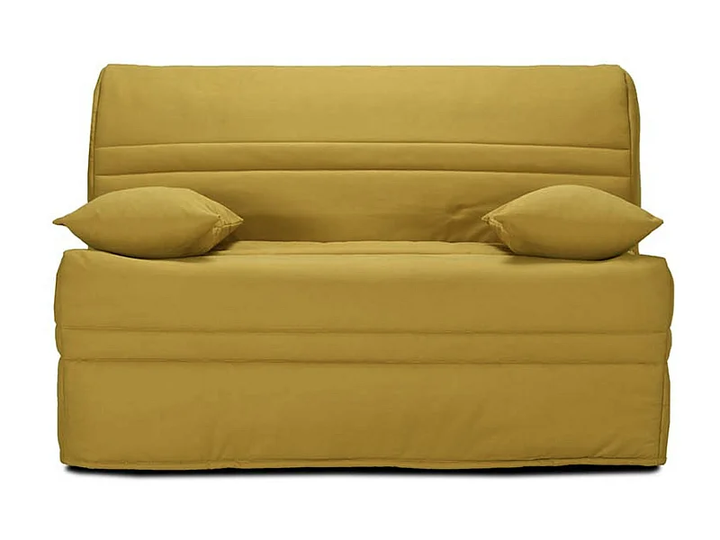 Banquette BZ tissu matelas Bultex 15cm Barnes 140x200-Couleur Jaune-Coffre de rangement Avec rangement