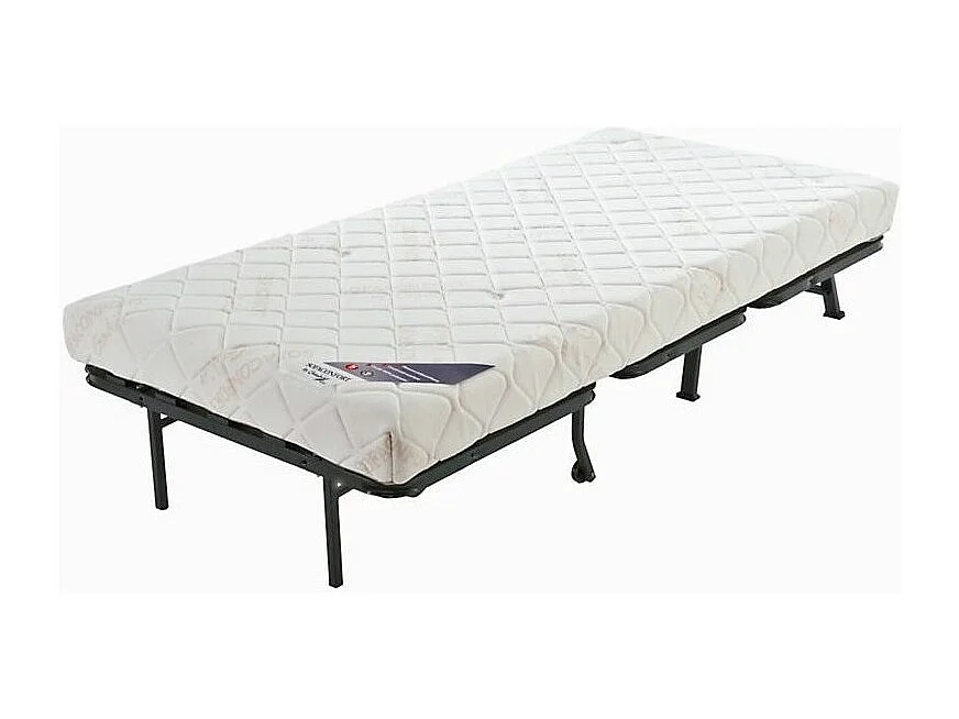 BZ grijs bedrukte bank 90x190 cm Starconfort matras 12 cm Petals