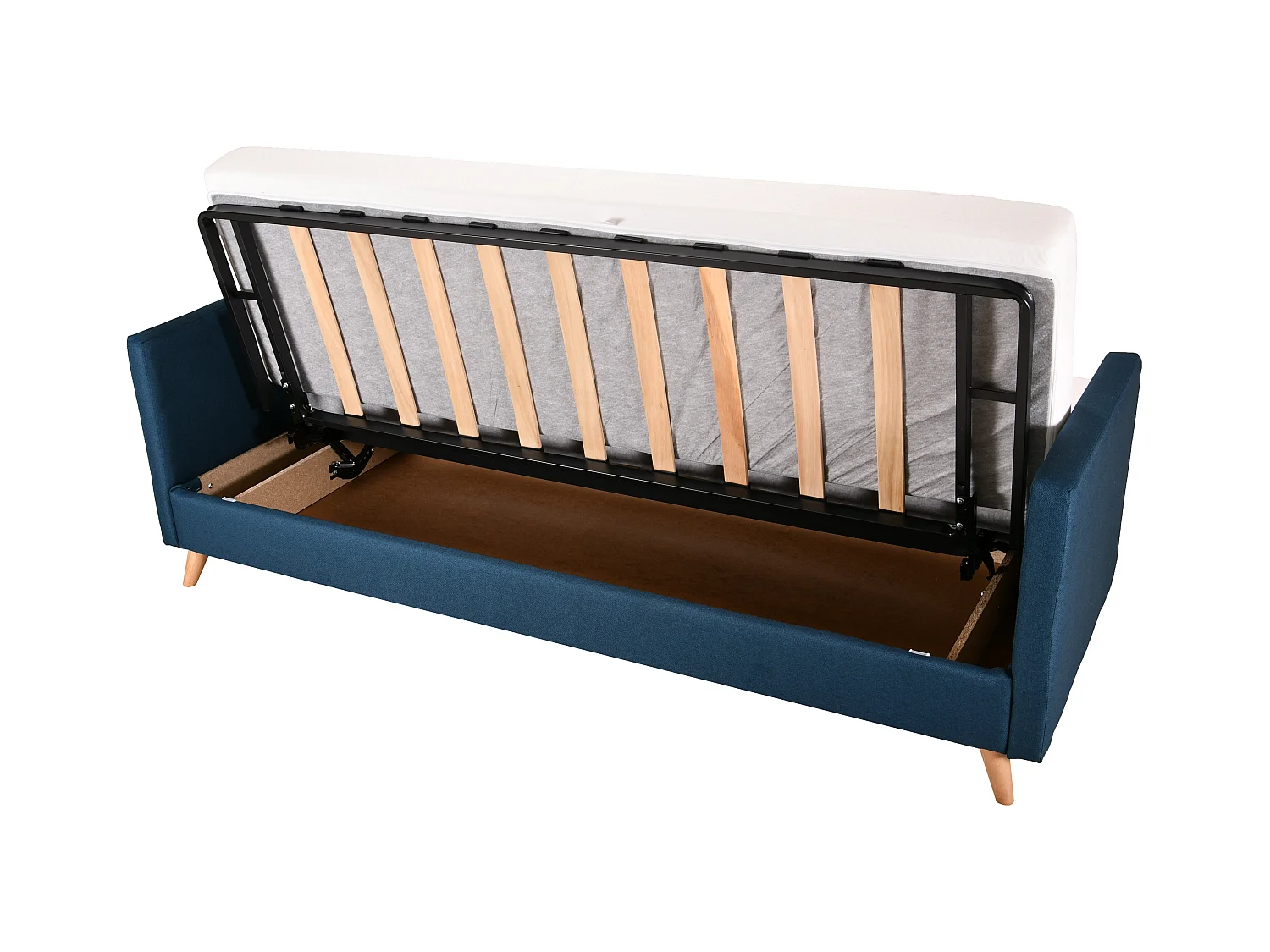 Clic-clac stoffen bank 130x190 cm Starbed matras 13 cm met Soly opbergruimte-Kleur Bruin