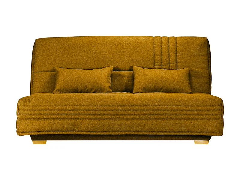Canapé clic clac tissu avec rangement matelas Sofaconfort 17cm Parko 193cm-Couleur Jaune ambre