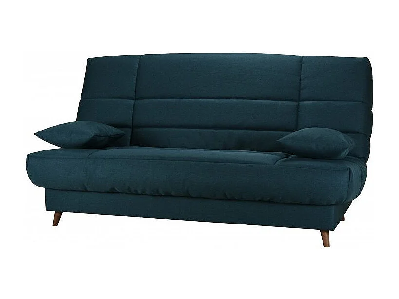 Banquette Clic-clac tissu 130x190 matelas Bultex 14cm avec rangement Boky-Couleur Bleu nuit