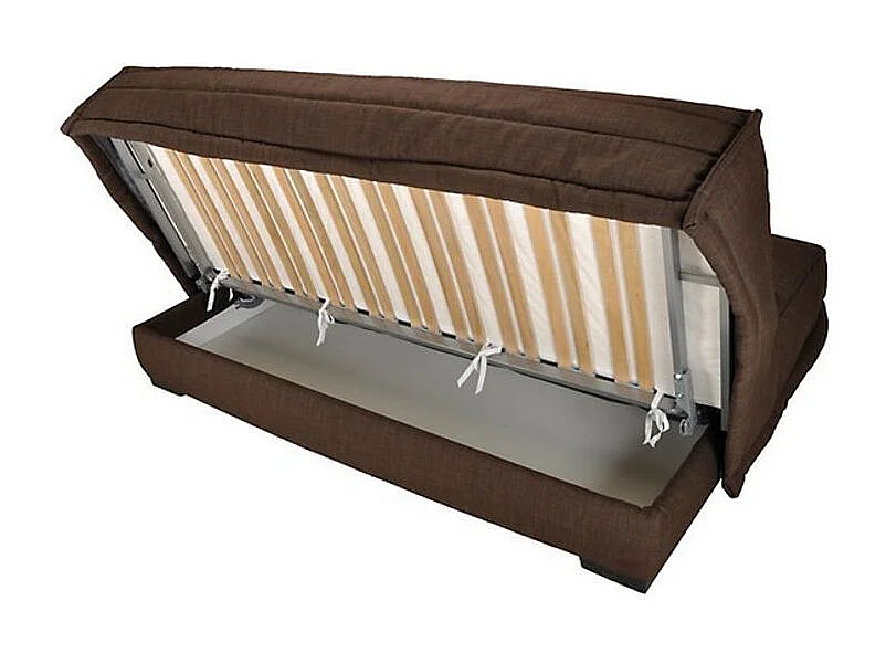 Canapé Clic Clac microfibre avec coffre matelas Bultex 15cm Bianca 140x200-Couleur Taupe