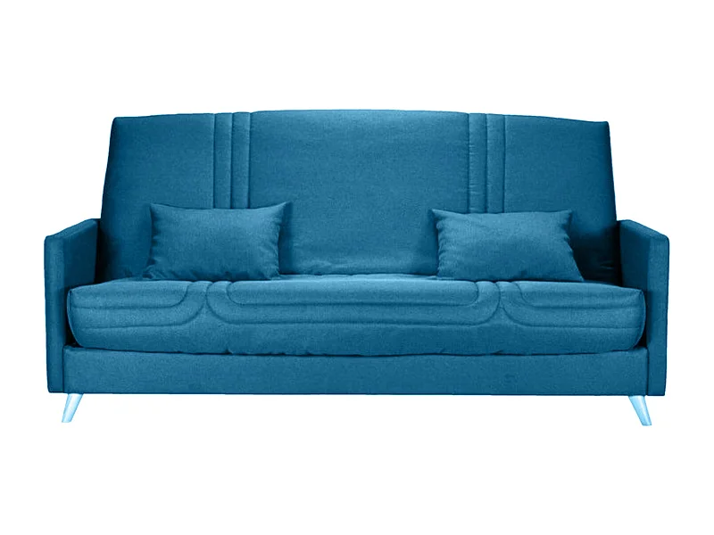 Banquette Clic-clac tissu 130x190 matelas Starbed 13cm avec rangement Soly-Couleur Bleu canard