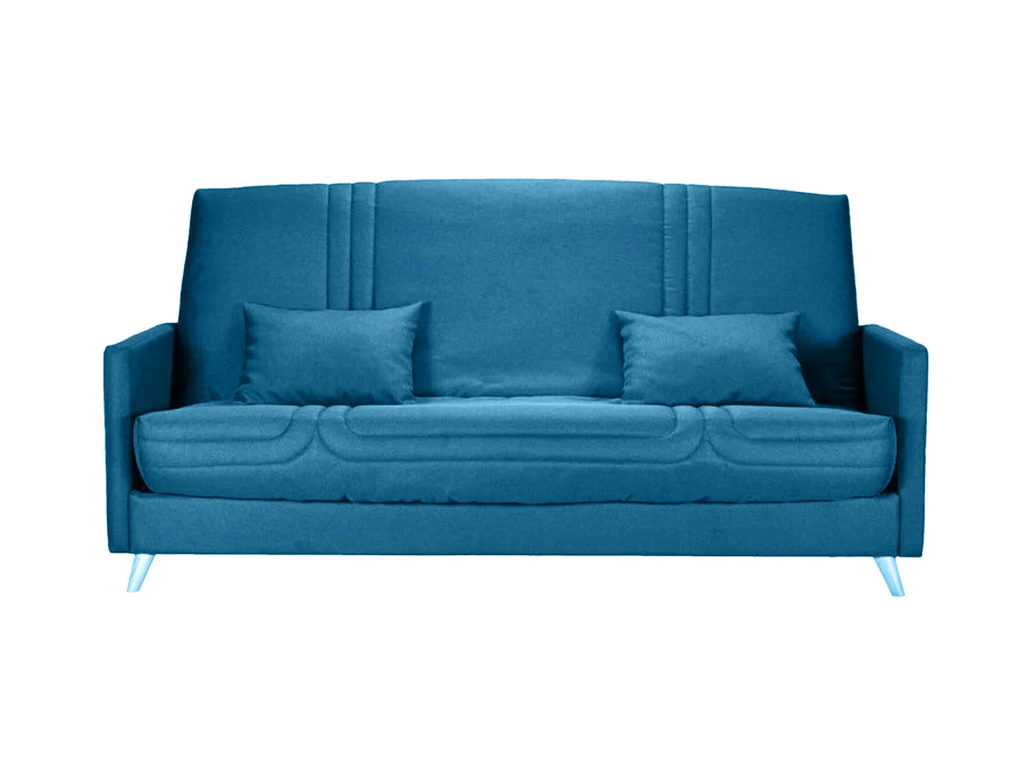 Banquette Clic-clac tissu 130x190 matelas Starbed 13cm avec rangement Soly-Couleur Bleu canard