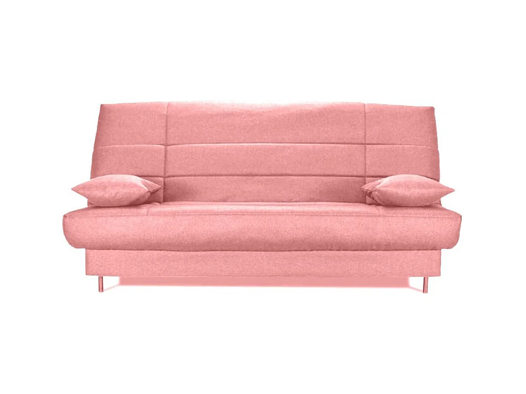 Banquette Clic-clac tissu 130x190 matelas Starflex 13cm avec rangement Folken-Couleur Rose clair