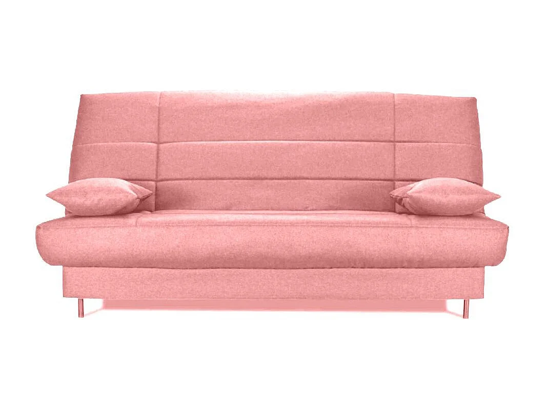 Banquette Clic-clac tissu 130x190 matelas Starflex 13cm avec rangement Folken-Couleur Rose clair