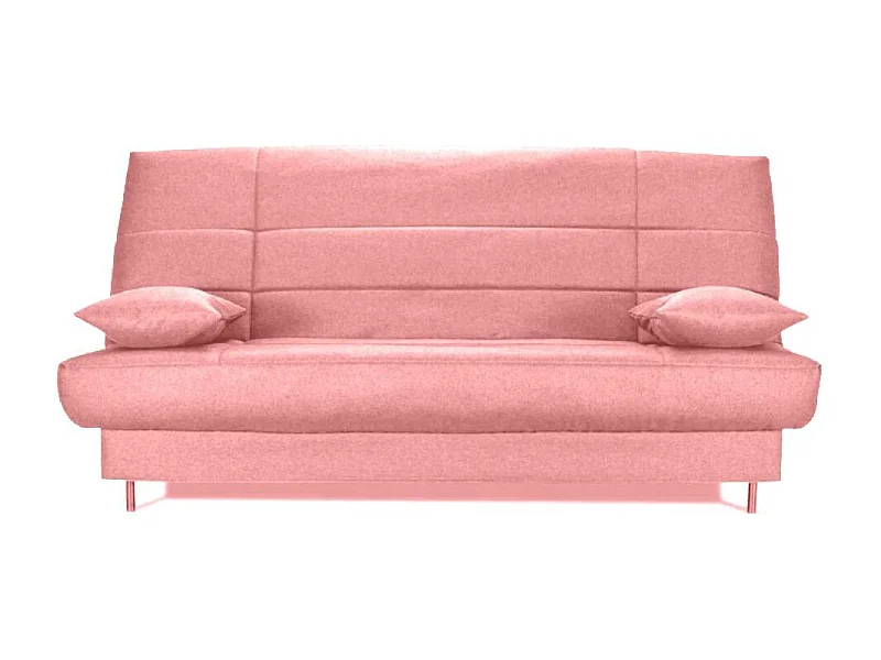 Banquette Clic-clac tissu 130x190 matelas Starflex 13cm avec rangement Folken-Couleur Rose clair
