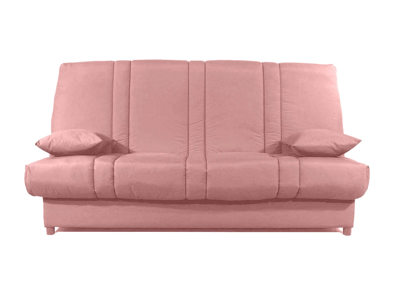 Banquette Clic-clac tissu 130x190 matelas Sofaconfort 14cm avec rangement Sofia-Couleur Rose clair