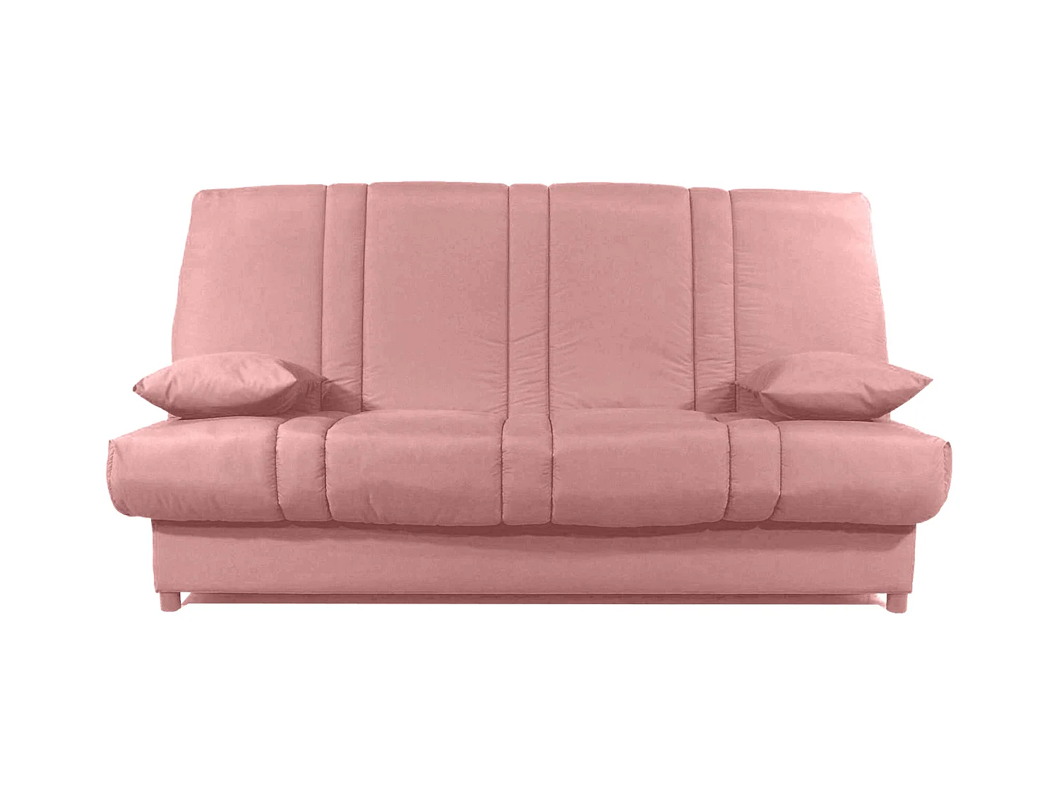 Banquette Clic-clac tissu 130x190 matelas Sofaconfort 14cm avec rangement Sofia-Couleur Rose clair