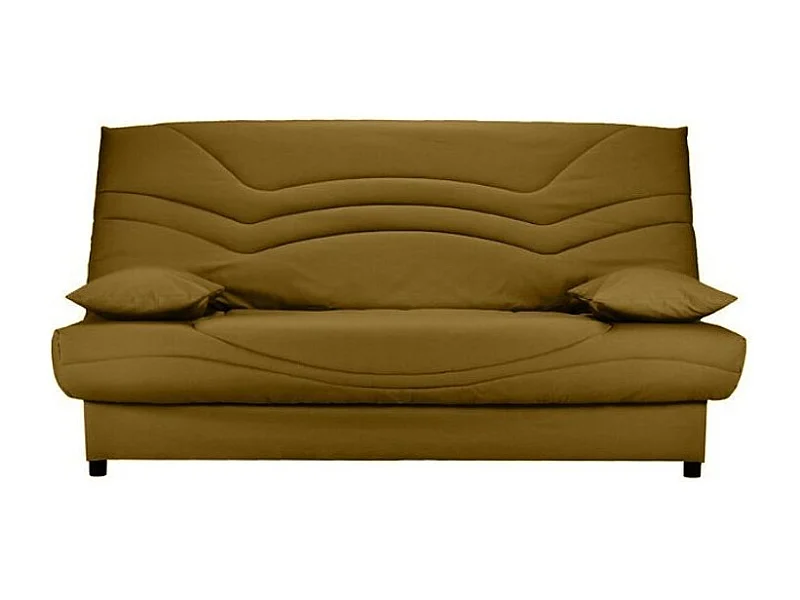 Banquette Clic Clac tissu matelas Starbed 13cm avec coffre de rangement Kistar 130x190-Couleur Jaune ambre