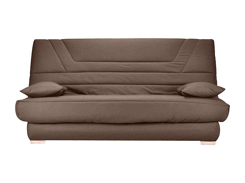 Banquette Clic Clac tissu matelas Bultex 14cm avec rangement Bary-Couleur Marron clair-140x190