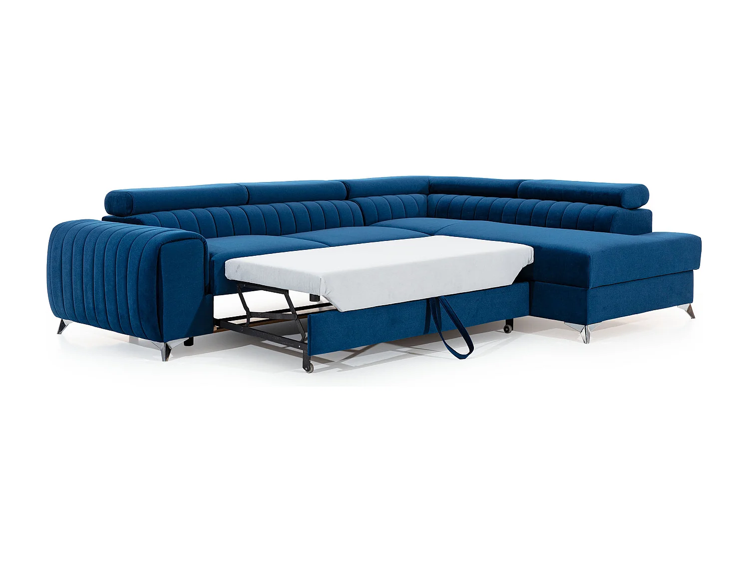 Canapé angle gauche convertible avec appuis-tête réglables velours marron orangé Lozan 275cm