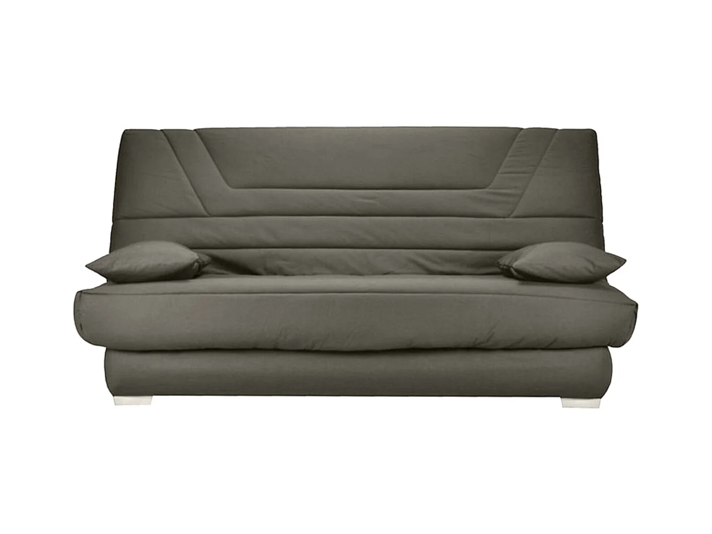 Banquette Clic Clac tissu matelas Bultex 14cm avec rangement Bary-Couleur Marron clair chiné-140x190