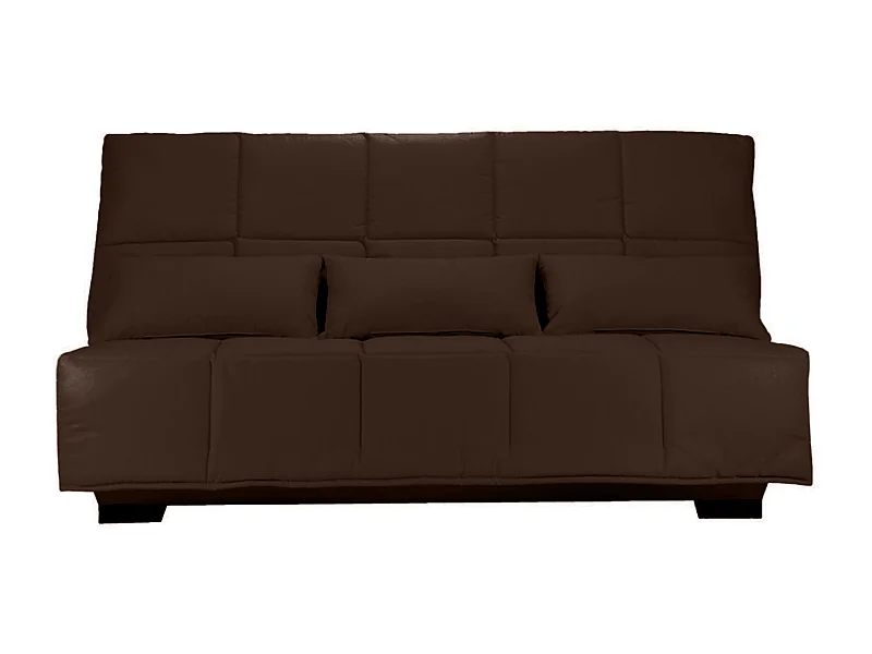 Canapé clic clac tissu avec rangement matelas Starconfort 15cm Lina 193cm-Couleur Marron