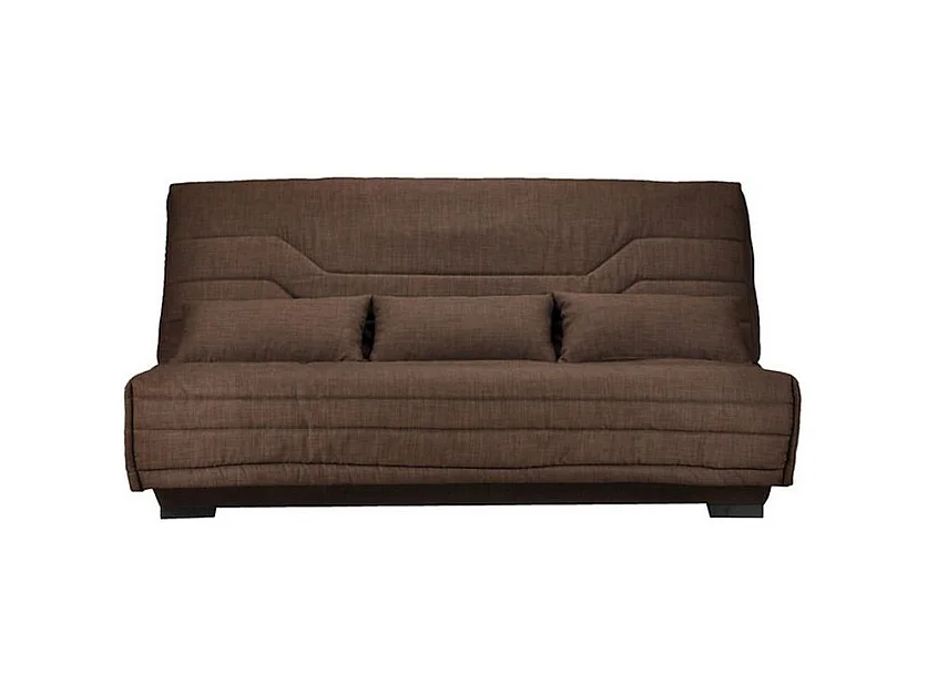 Canapé Clic Clac microfibre avec coffre matelas Bultex 15cm Bianca 140x200-Couleur Beige clair