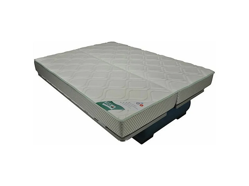 Canapé Clic Clac microfibre avec coffre matelas Bultex 15cm Bianca 140x200-Couleur Beige clair