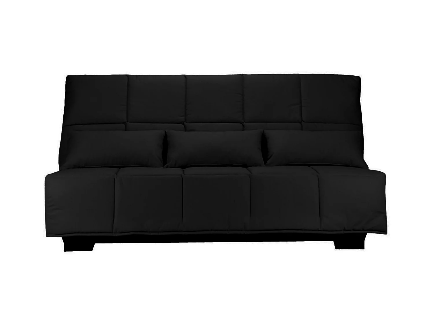 Canapé clic clac tissu avec rangement matelas Starconfort 15cm Lina 193cm-Couleur Noir