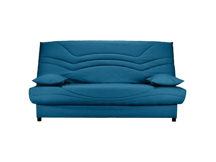 Banquette Clic Clac tissu matelas Starbed 13cm avec coffre de rangement Kistar 130x190-Couleur Bleu canard