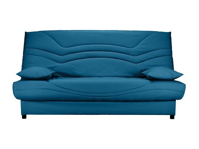 Banquette Clic Clac tissu matelas Starbed 13cm avec coffre de rangement Kistar 130x190-Couleur Bleu canard