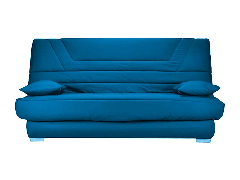 Banquette Clic Clac tissu matelas Bultex 14cm avec rangement Bary-Couleur Bleu canard-140x190