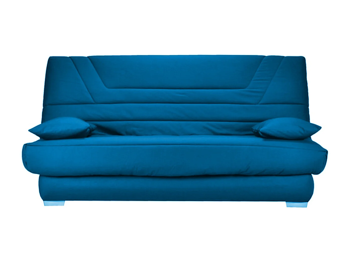 Banquette Clic Clac tissu matelas Bultex 14cm avec rangement Bary-Couleur Bleu canard-140x190