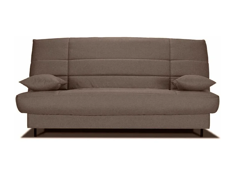 Banquette Clic-clac tissu 130x190 matelas Bultex 14cm avec rangement Zéa-Couleur Marron clair