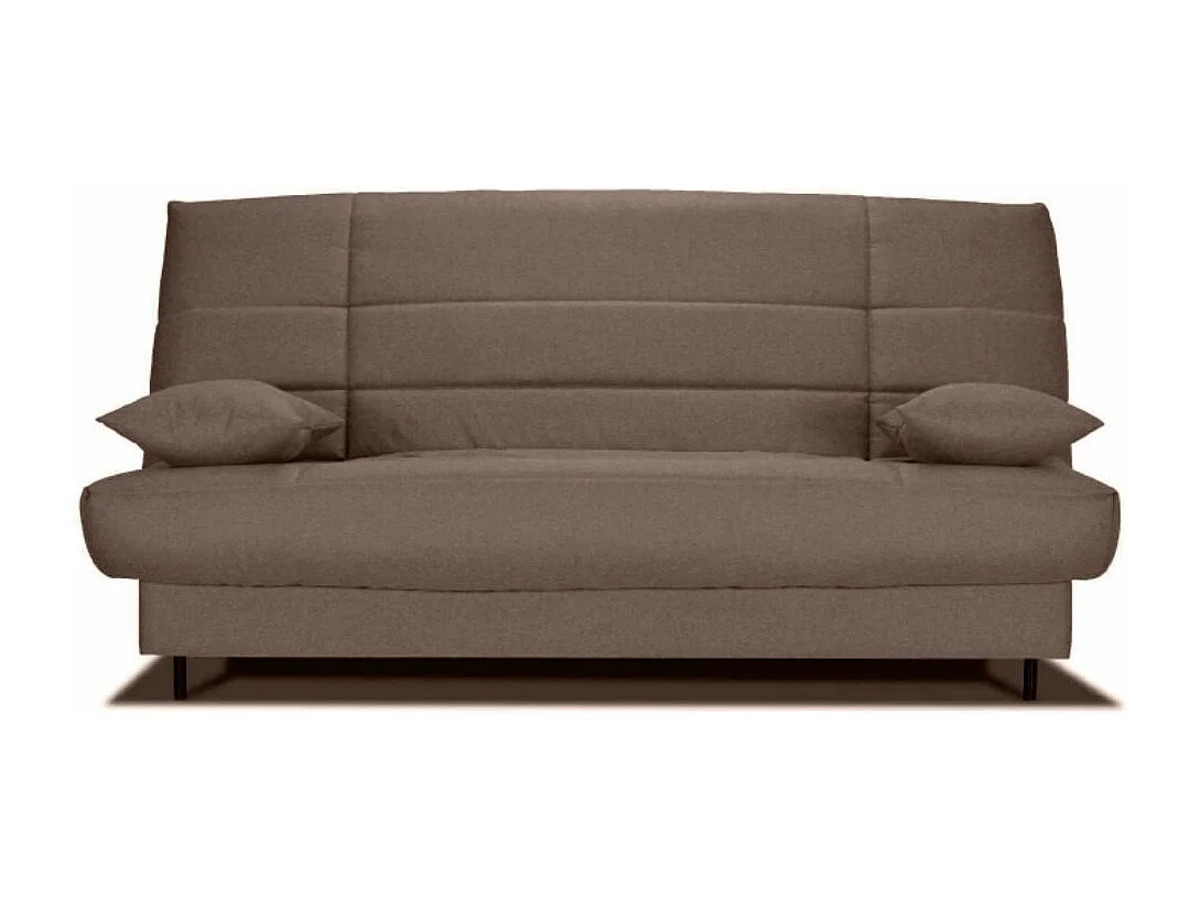 Banquette Clic-clac tissu 130x190 matelas Bultex 14cm avec rangement Zéa-Couleur Marron clair