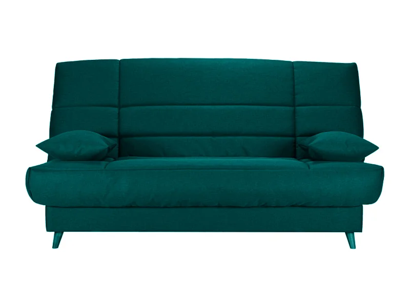 Banquette Clic-clac tissu 130x190 matelas Bultex 14cm avec rangement Boky-Couleur Vert emeraude