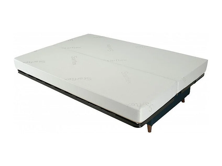 Banquette Clic-clac tissu 130x190 matelas Bultex 14cm avec rangement Boky-Couleur Vert emeraude