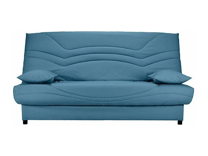 Banquette Clic Clac tissu matelas Starbed 13cm avec coffre de rangement Kistar 130x190-Couleur Bleu cyan
