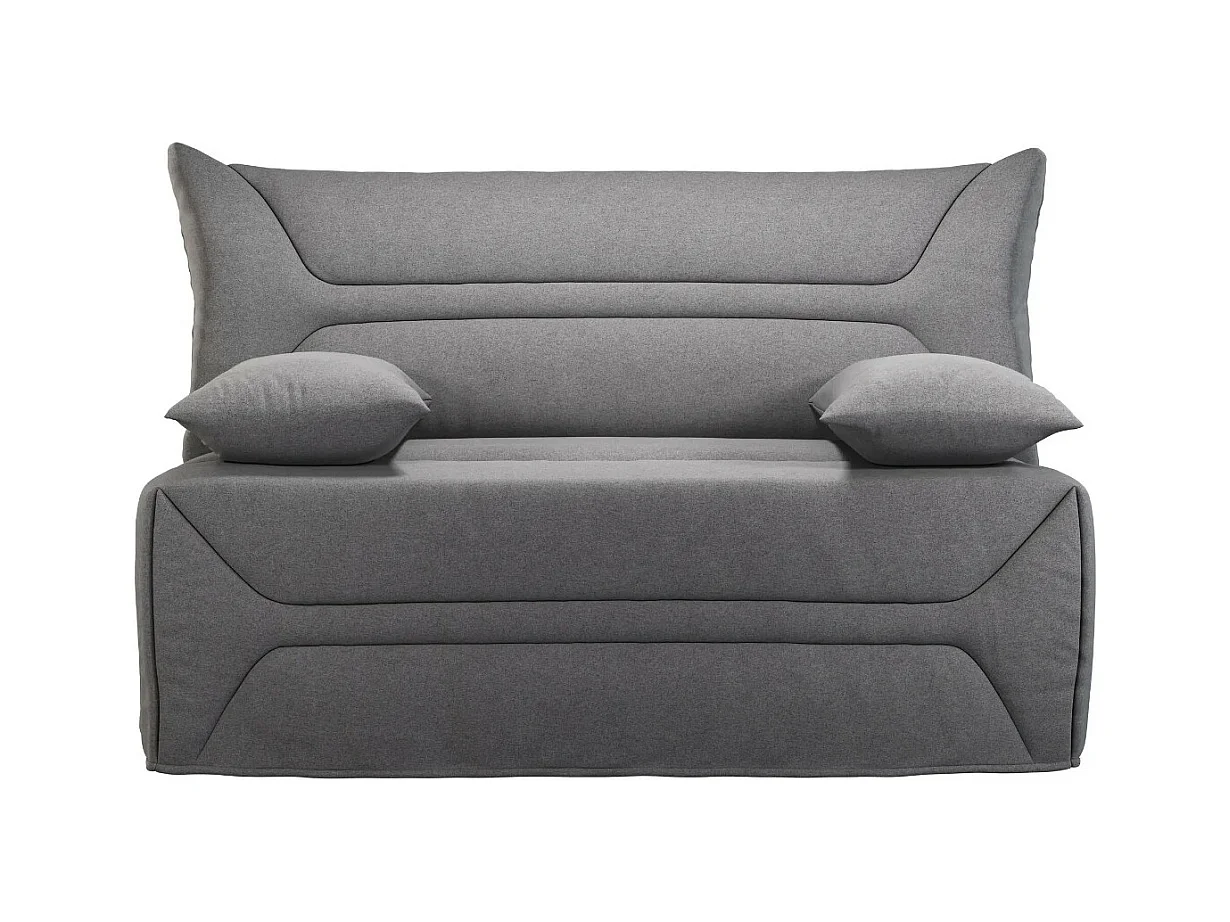 Canapé BZ Tissu matelas 12cm 140x190 Zilo-Couleur Gris clair-Coffre de rangement Avec rangement