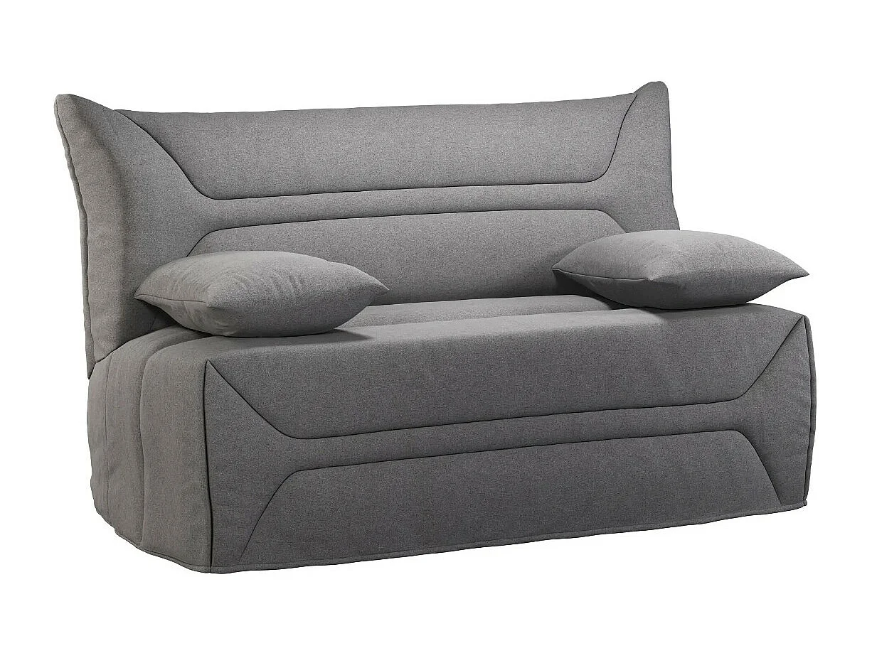 Canapé BZ Tissu matelas 12cm 140x190 Zilo-Couleur Gris clair-Coffre de rangement Avec rangement