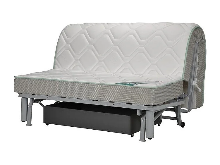 Canapé BZ Tissu matelas 12cm 140x190 Zilo-Couleur Gris clair-Coffre de rangement Avec rangement