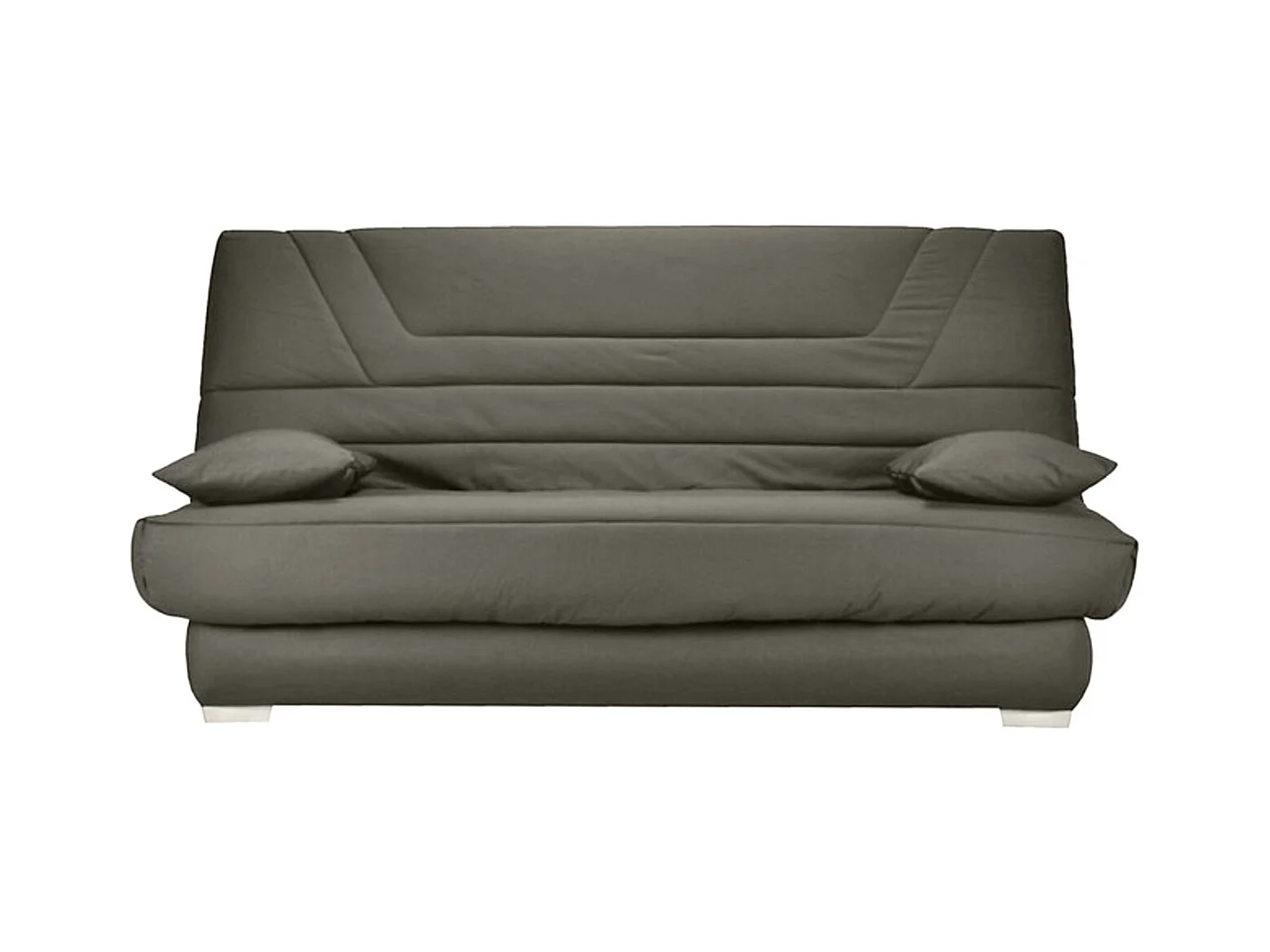Banquette Clic Clac tissu matelas Bultex 14cm avec rangement Bary-Couleur Marron clair chiné-130x190