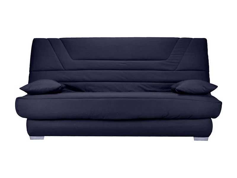 Banquette Clic Clac tissu matelas Bultex 14cm avec rangement Bary-Couleur Bleu foncé-130x190