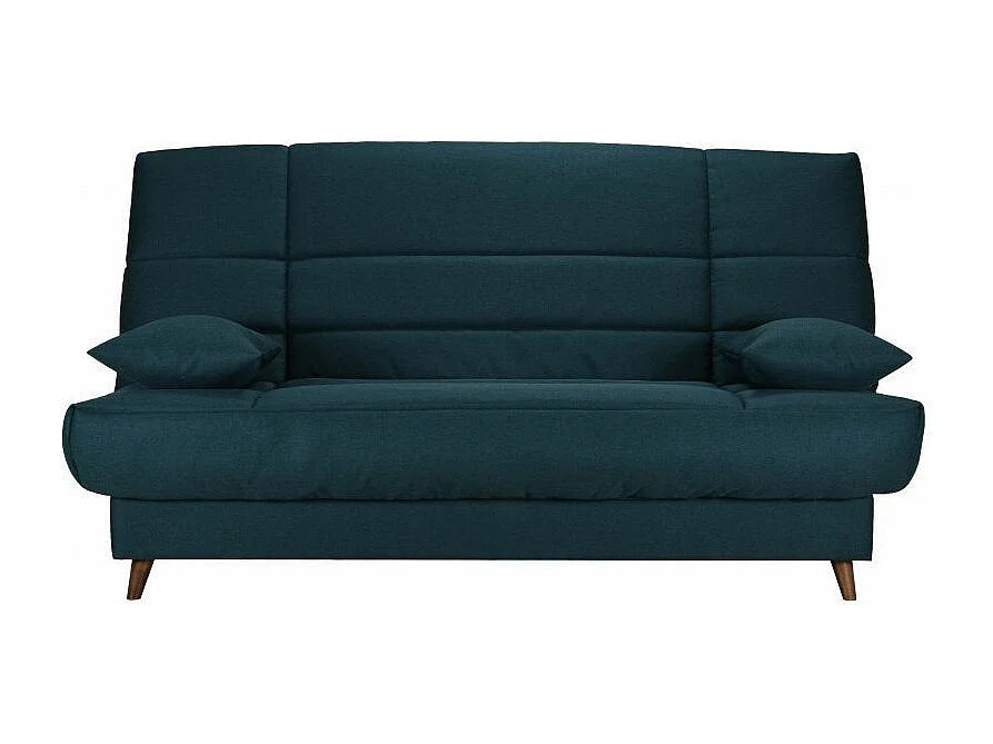 Banquette Clic-clac tissu 130x190 matelas Bultex 14cm avec rangement Boky-Couleur Bleu marine