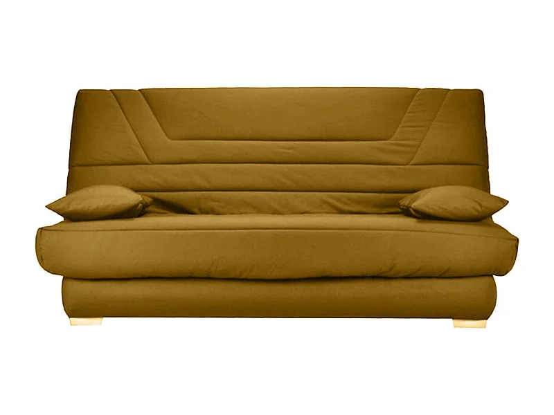 Banquette Clic Clac tissu matelas Bultex 14cm avec rangement Bary-Couleur Jaune ambre-140x190