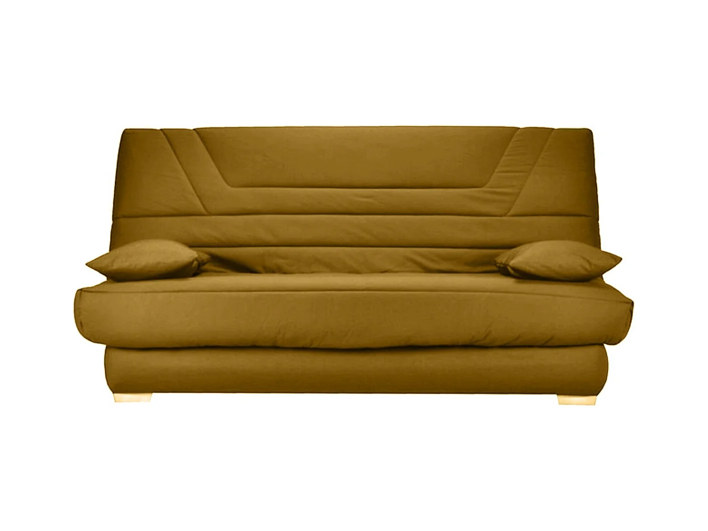 Banquette Clic Clac tissu matelas Bultex 14cm avec rangement Bary-Couleur Jaune ambre-140x190
