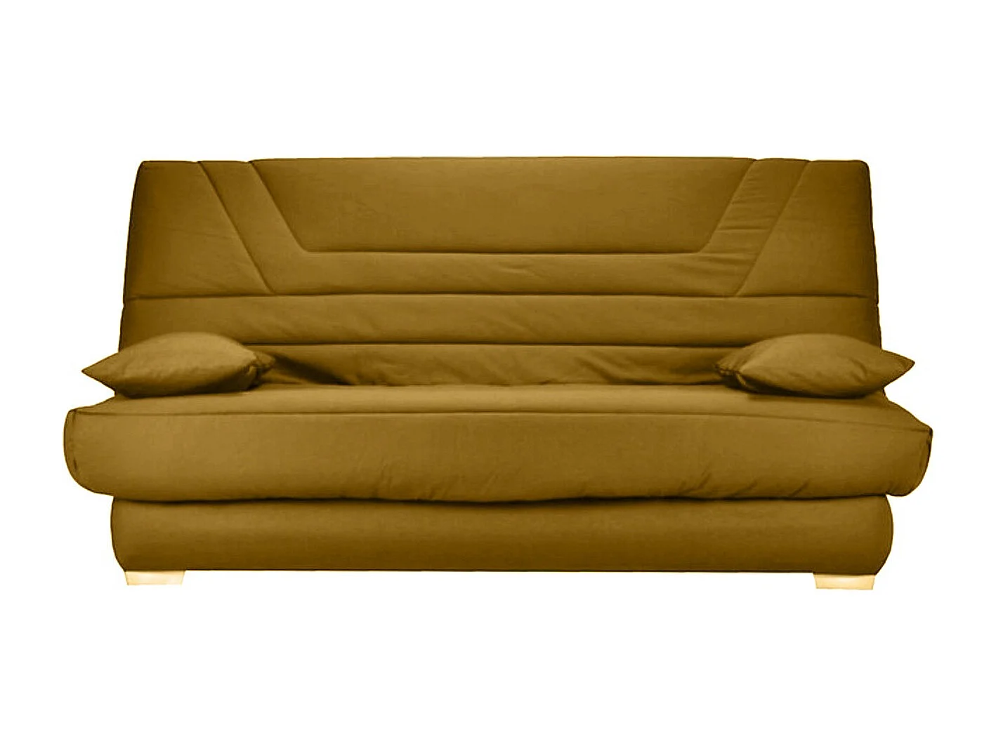 Banquette Clic Clac tissu matelas Bultex 14cm avec rangement Bary-Couleur Jaune ambre-140x190