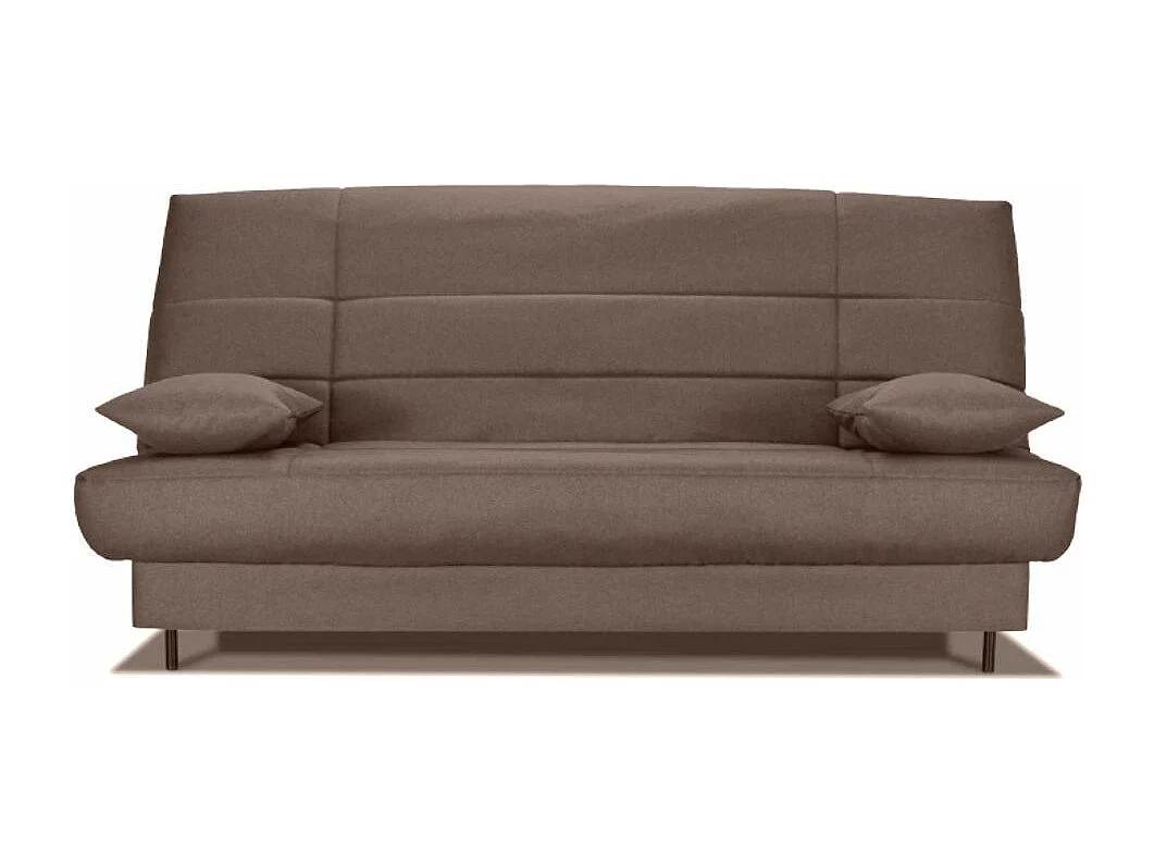 Banquette Clic-clac tissu 130x190 matelas Starflex 13cm avec rangement Folken-Couleur Marron clair