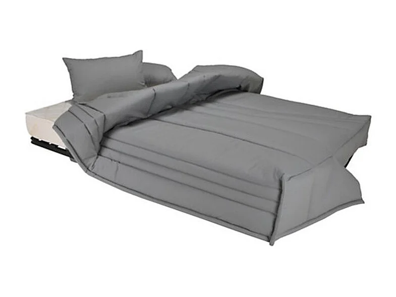 Banquette Clic-clac tissu 130x190 matelas Starflex 13cm avec rangement Folken-Couleur Marron clair