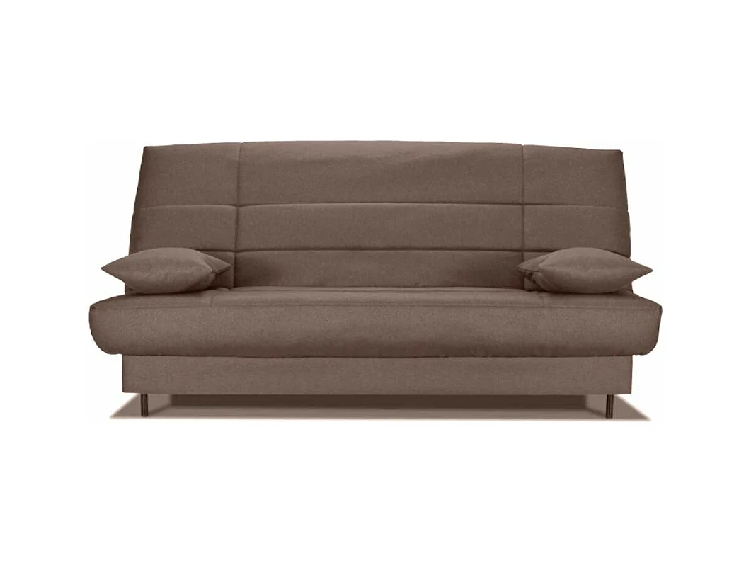 Banquette Clic-clac tissu 130x190 matelas Starflex 13cm avec rangement Folken-Couleur Marron clair