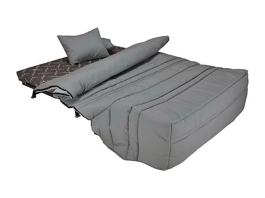 Banquette BZ tissu matelas Sofaconfort 9cm Optale 143cm-Couleur Gris clair